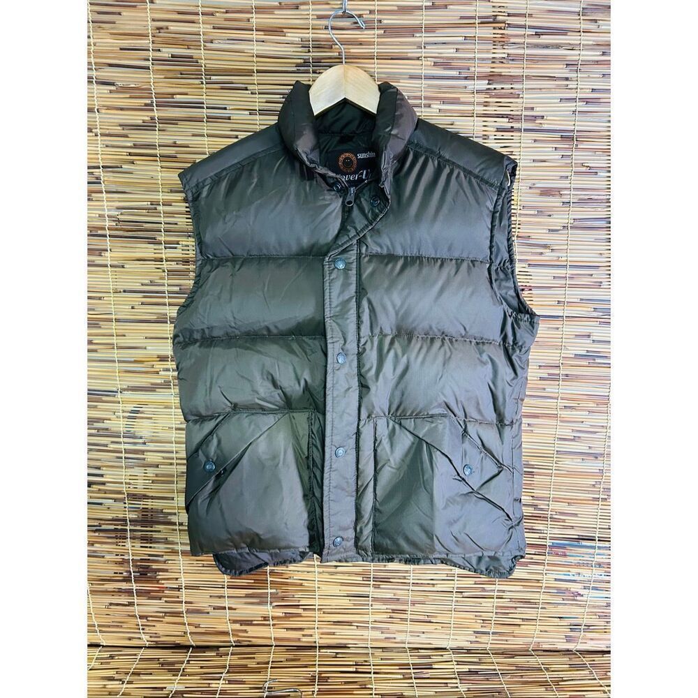 Vintage Sunshine Cover-Ups Vest Mens Medium Brown Reversible Down Waterfowl Puff
